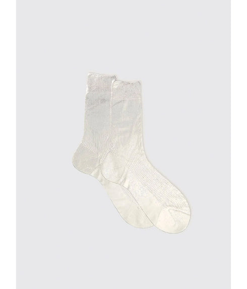 One Ribbed Laminated Socks - Silver